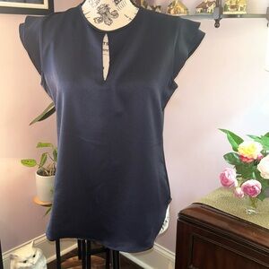 XS, Ann Taylor short-flutter sleeve blouse, exposed back zipper